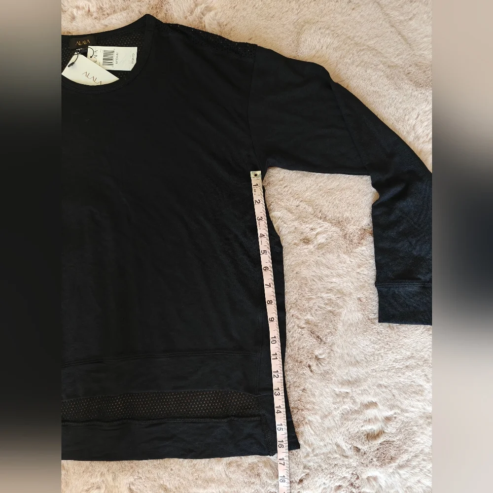 Alala Heron Sweatshirt Black Mesh Long Sleeve Top Women’s Size M / Medium